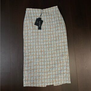 TOOON Plaid Pencil Skirt - Cream and Brown